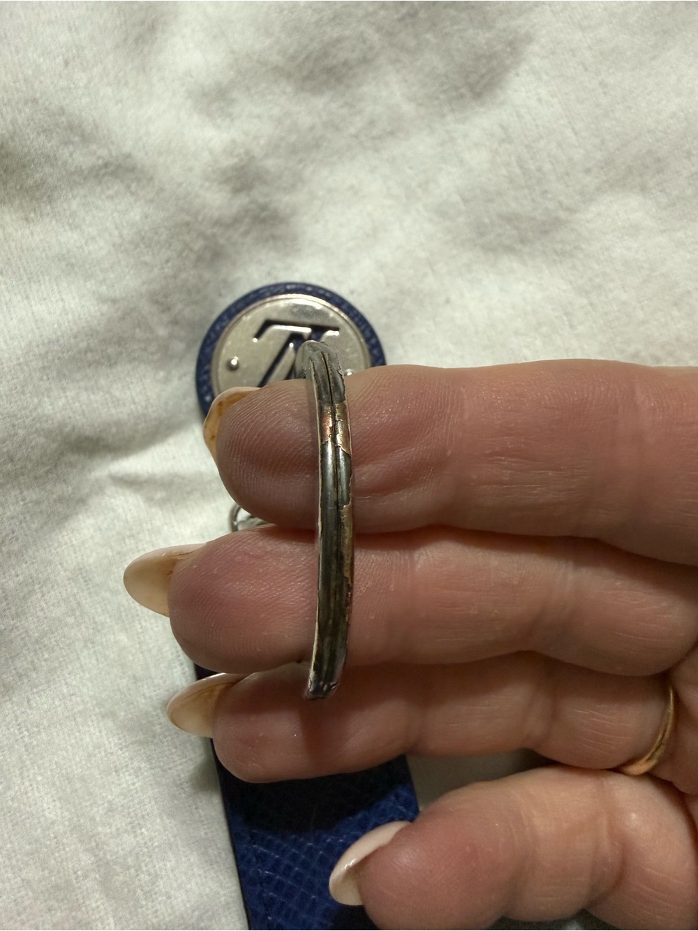 EUC Louis Vuitton Blue and Silver Key Holder Keyring - Picture 12 of 14